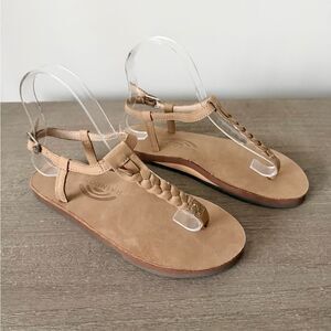 Rainbow T Street Braided Strap Sandal in Tan Leather Size S (5.5-6.5)